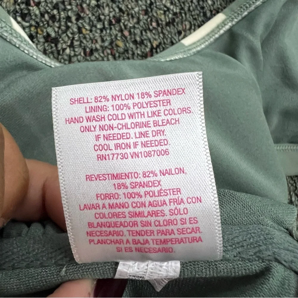 TARGET Green & White Polka Dot Bow Tie Shoulder Retro Bikini Top Removable Cup L - Picture 15 of 16